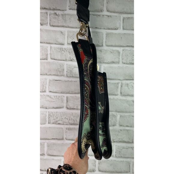 Spartina 449 Crossbody Messenger Black Floral Paisley Retired Print - Picture 5 of 13